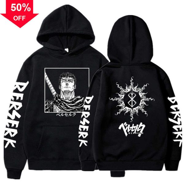 

men's hoodies sweatshirts berserk guts japanese anime graphic harajuku gothic hoody hiphop sweater manga sweatshirt sudaderas s to 2xl, Black