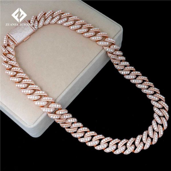 

pass diamond tester 20mm 925 silver vvs moissanite diamond custom hip hop jewelry iced out cuban link chain initial necklace