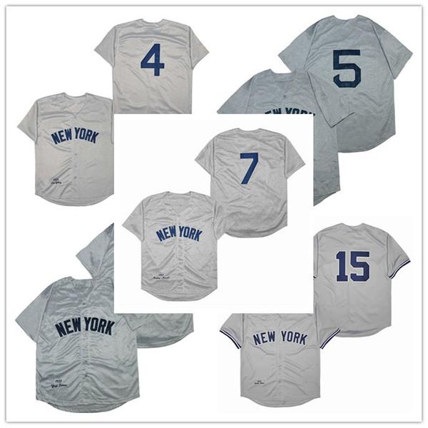 

baseball jerseys 7 mantle 3 ruth 15 munson 5 don mattingly 4 gehrig 42 rivera 2 jeter 8 berra 23 mattingly jersey white stripe and grey colo, Blue;black