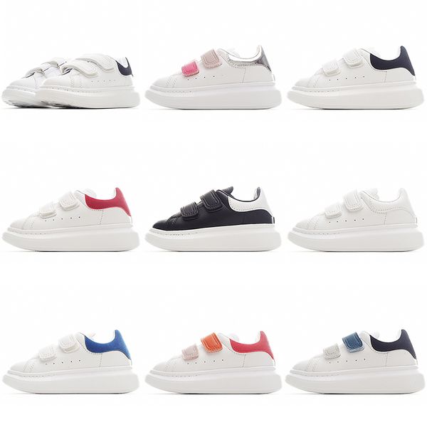 

New Kids Shoes White Red Black Dream Blue Single Strap Outsized Sneaker Rubber Sole AS Soft Calfskin Leather Lace Up Trainers Sports Footwear Children Shoe