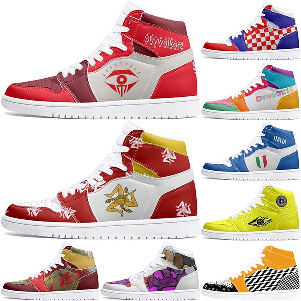 

winter autumn Customized Shoes 1s DIY shoes Basketball Shoes black blue damping Men's Women's Cartoon Anime Customization Trend Outdoor Shoe