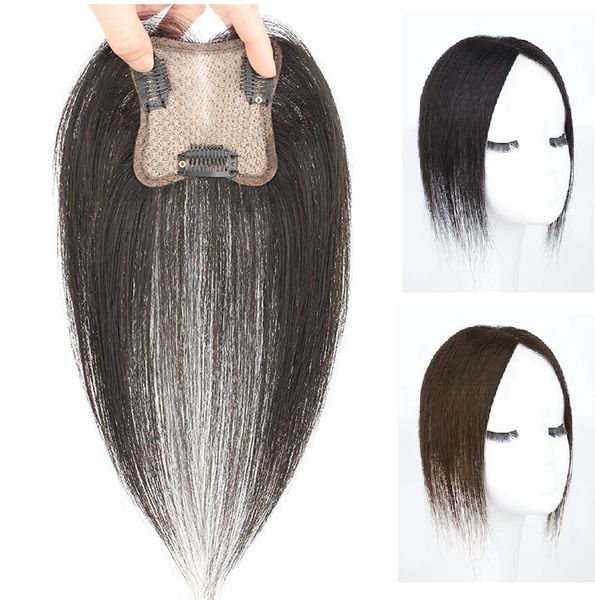 

human hair er for women thinning,toupee piece 2.75"x2.75 breathable base 10", Black;brown