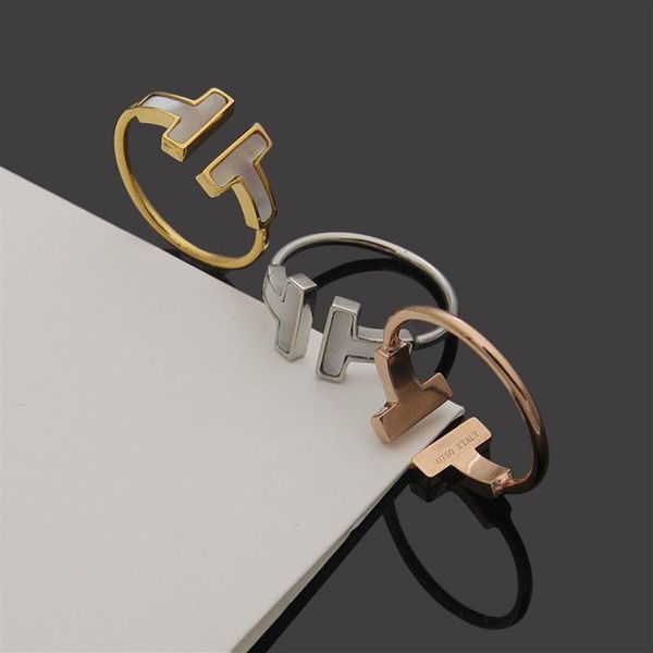 

luxury designer jewelry men and women rings alphabetic shell open ring fashion simple brand ring for the new 2021 edition297b, Silver