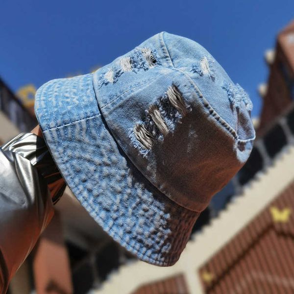 

wide brim hats fashion summer women denim bucket hat vintage washed floppy cap wide brim foldable fisherman hats outdoor beach sun hat for g, Blue;gray