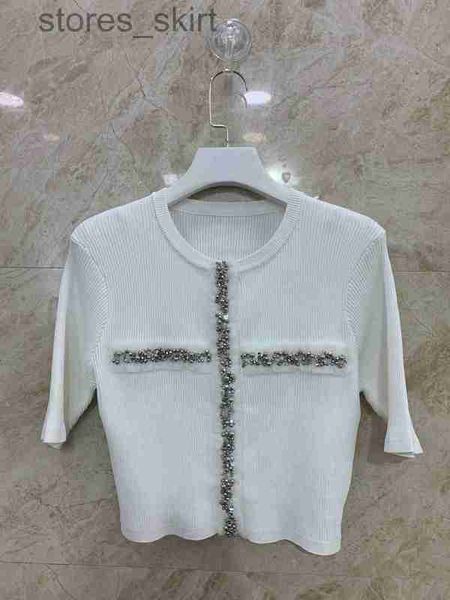 

women's t-shirt designer 2023 spring summer new women's t-shirt casual shirt fashion ootd letters knitting cardigan business short, White