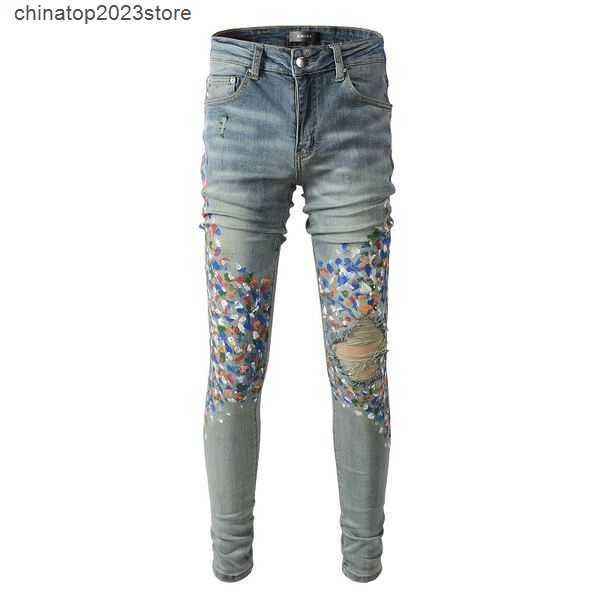 

men's jeans 2023 mens designer distressed ripped biker slim fit motorcycle denim for men s fashion jean mans pants 1gpo0, Blue