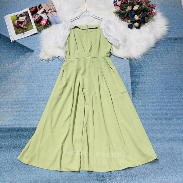 

women's dress designer luxury dress summer french 2023 hepburn patchwork lace short-sleeved mid-length party dress, Black;gray