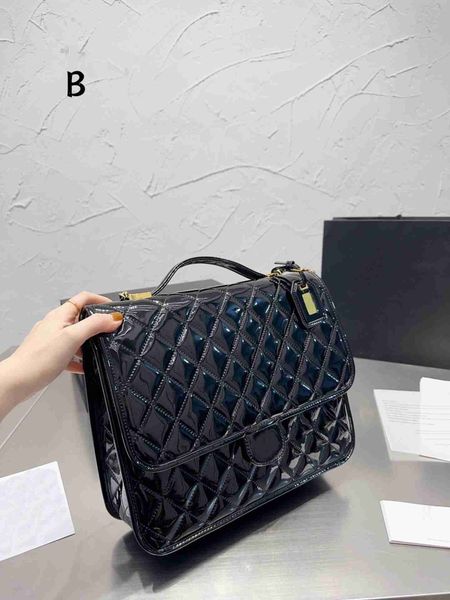 

22k cc backpack designer bags popular two straps school women black luxury classic brand patent leather satchels fashion lady handbags large