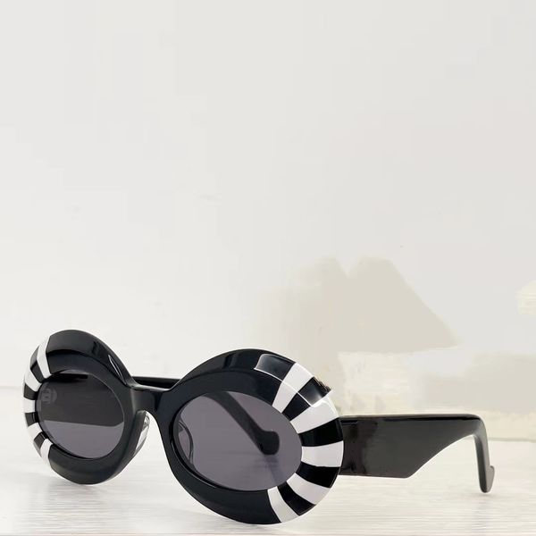 

23ss season oversized oval sunglasses for women in acetate mens and womens fashion trend style glasses 100% uv protection 40091 with high-en, White;black