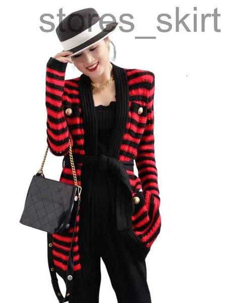 

women's jackets designerluxury brand jacket 2022 new women's autumn winter jacket fashion long stripe knitting cardigan designer h, Black;brown