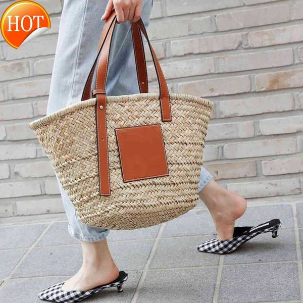 

designers beach bags classic style fashion handbags women's shoulder bag pure hand woven bagss straw shopping vacation summer woven pur