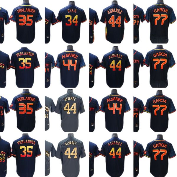 

77 luis garcia new baseball jersey 34 nolan ryan 35 justin verlander 44 yordan alvarez stitched jerseys men women youth, Blue;black