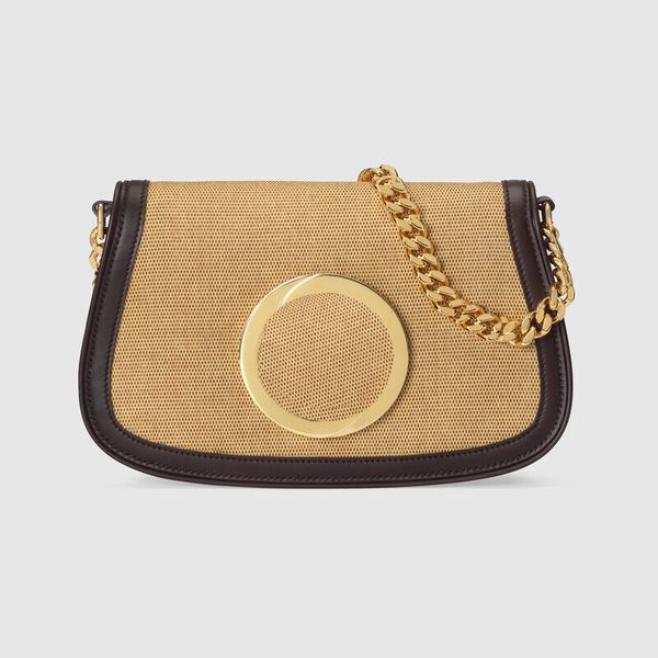 

single shoulder bag, fashionable crossbody bag, genuine leather material, metal gold chain logo, buckle design, lined compartment bag