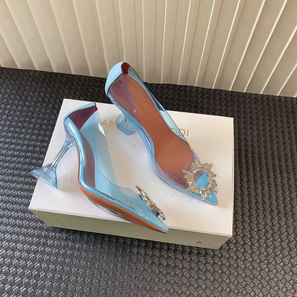 

runway amina muaddi shoes wedding pumps clear begum glass pvc crystal transparent slingback sandals rosie high heel am pump 95mm 9.5cm amina, Black