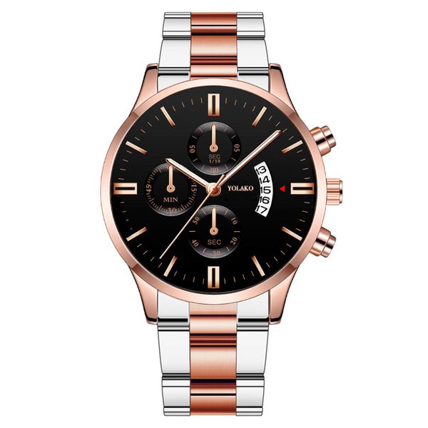 

foreign trade explosions business fashion three-eye six-pin calendar men's watches men's watches steel belt men's factory spo, Slivery;brown