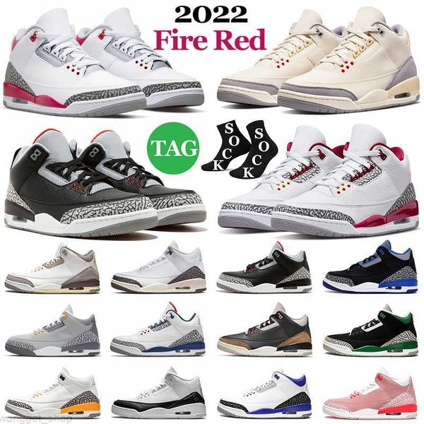 

2022 fire red jumpman 3 men basketball shoes 3s cardinal muslin neapolitan cement black pine green unc racer blue women mens trainers sports