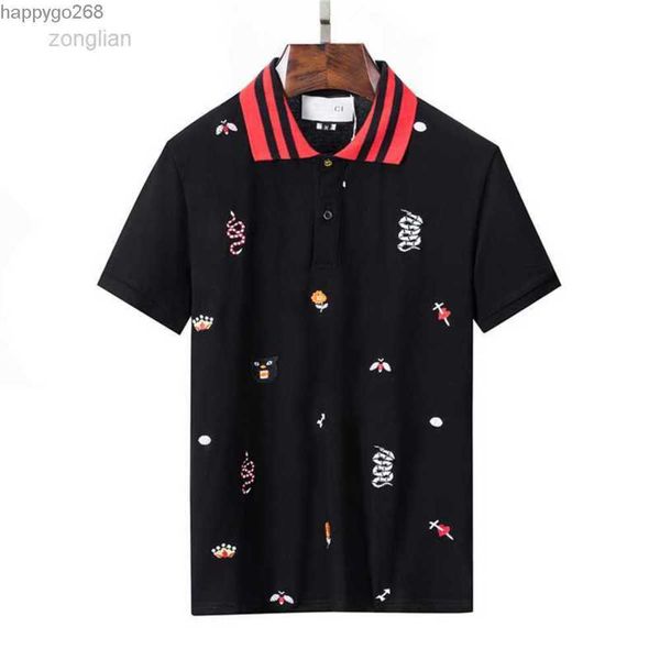 

2022 designer stripe polo shirt t shirts snake polos bee floral embroidery mens high street fashion horse polo tshirt ggity size mxxxl, White;black