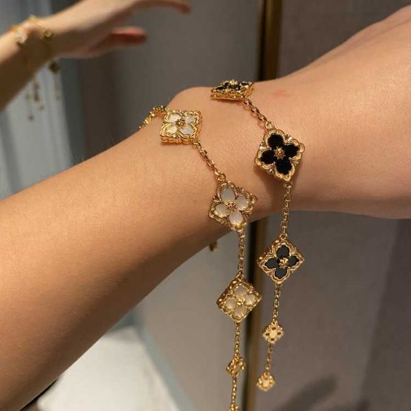 

bracelets dear-life italy brushed golden-plated clover bracelet mother-of-pearl flower bracelet light luxury jewelry year, Golden;silver