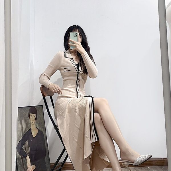 

casual dresses sandro long knitted tank dress a-line skirt, Black;gray