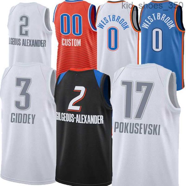 

men basketball jersey chet 7 holmgren 3 josh giddey shai 2 gilgeous alexander russell westbrook 0 pokusevski 17 jaylen williams 8 darius lug