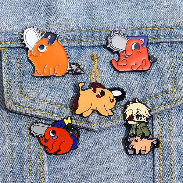 

chainsaw man brooch enamel pin apanese anime cartoon animals character badges backpack fans metal jewelry accessories gifts, Blue