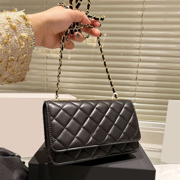 

ladies designer classic flap quilted bags with letter gold metal hardware matelasse chain purse card holder multi pochette crossbody shoulde