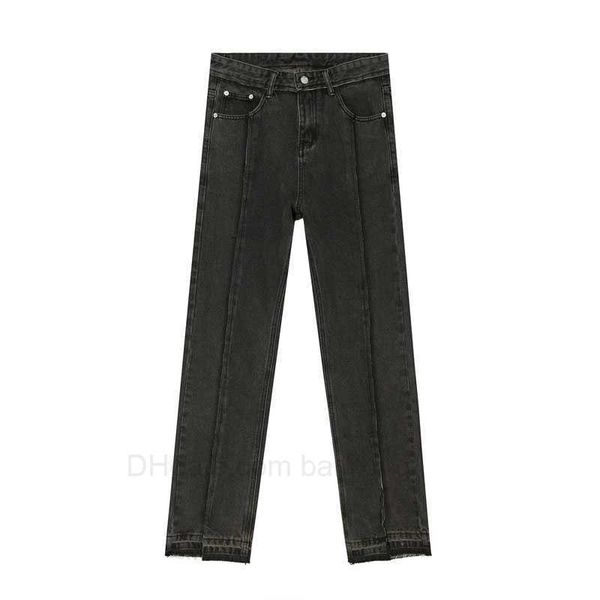 

old mens vintage split high street hip hop slim fit denim trousers japan korea style pant male casual jeans pants, Blue