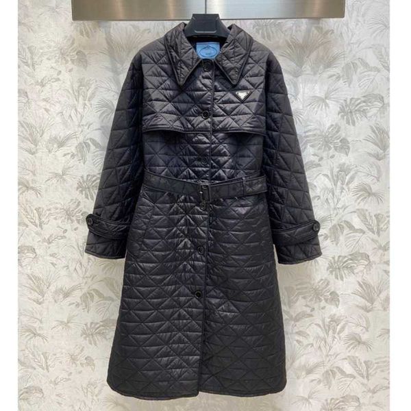 

women's down & parkas designer high version womens jacket triangle embroidered long parka coat winter warm windbreaker women trench coa, Black