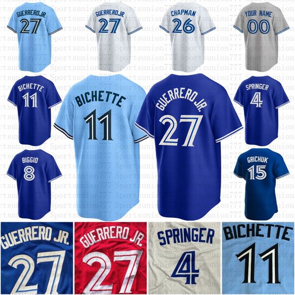 

27 vladimir guerrero jr. custom baseball jersey 11 bo bichette alejandro kirk alek manoah matt chapman george springer drury hernandez cavan, Blue;black