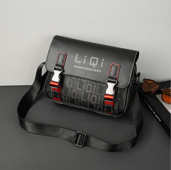 

Factory wholesale shoulder bags 3 colors flip classic letters business postman bag street trend color matching thick leather handbag outdoor leisure backpack 9006#, Beige