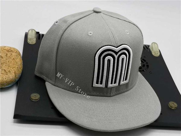 

2021 mexico fitted caps letter  hip hop size hats baseball caps flat peak for men women full closed, Blue;gray