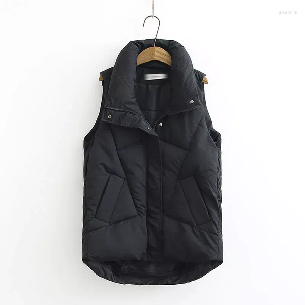 

women's vests 2023 size winter down puffer vest women casual all-match sleeveless jacket long bodywarm waistcoat, Black;white