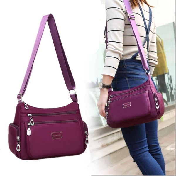 

women's fashion shoulder bag / large capacity waterproof nylon canvas bag / multi-pocket zipper crossbody bag / tote bag