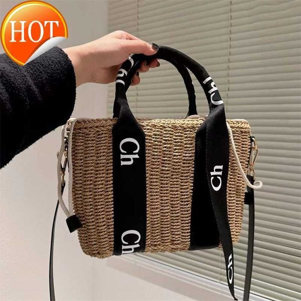 

straw woody totes beach bags crossbody designer bag handbag luxury shoulder tote bag crochet handbags medium/small size 5a 2023