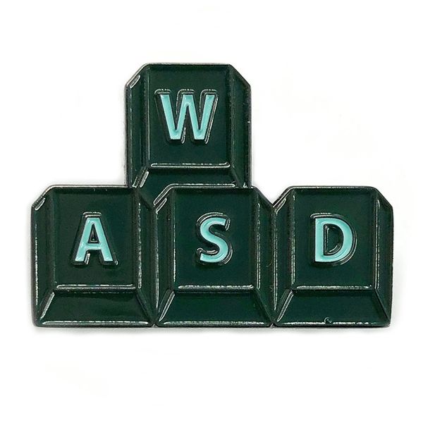 

letter keyboard wasd game keyboard brooch cute anime movies games hard enamel pins collect metal cartoon brooch, Blue