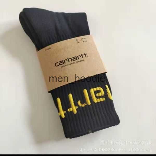 

men's socks towel socks for men and women 2023 fashion american brand carhart embroidery medium tube tide bottom skateboard basketball, Black