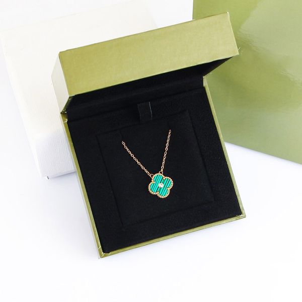 

With Box Popular Four Leaf Clover Necklaces Pendants Mother-of-Pearl Stainless Steel Plated 18K for Women Girl Valentine's Mother's Day Engagement Jewelry 5A Quality