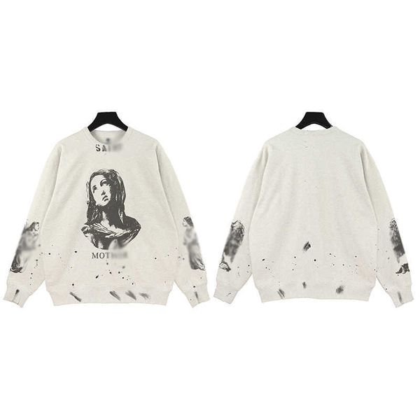 

men's sweatshirt autumn and winter new do old graffiti destruction characters figure american casual loose couples popular velvet sweat, Black