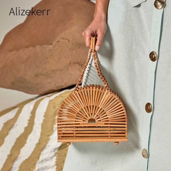 

evening bag half circle hollow out bamboo beach bag summer retro beaded rattan s