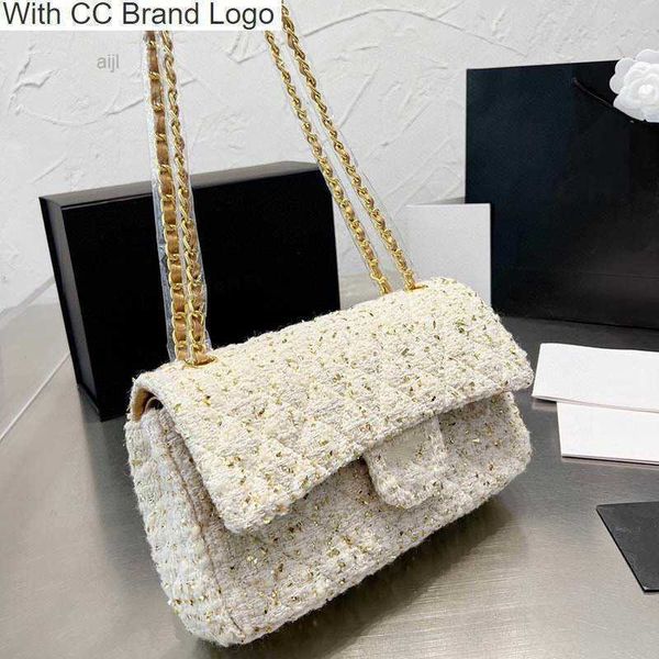 

cc shoulder bags large capacity tweed women double flap bag quilted splice plaid classic luxury fanny pack purses designer woman handbag sui