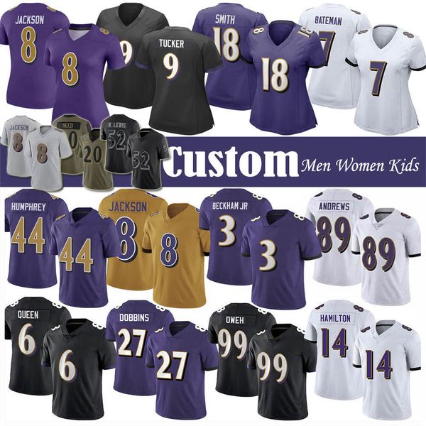 

3 odell beckham jr roquan smith football jersey custom baltimores raven lamar jackson justin tucker mark andrews kyle hamilton marlon humphr, Black;red