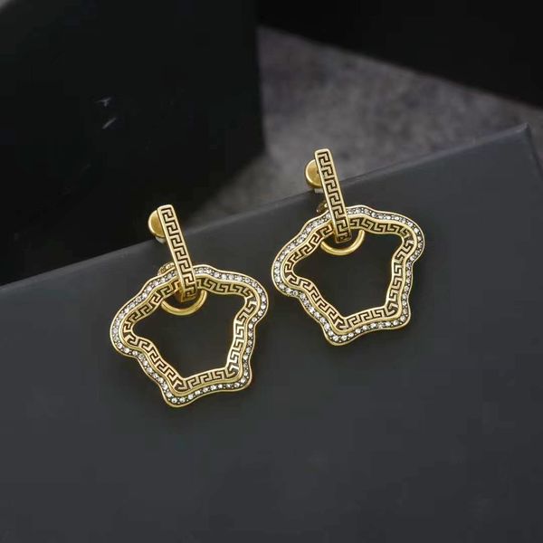 

gold hoop earrings simple loop with diamond ziggurin designer earrings stylish hollow earrings, Golden;silver