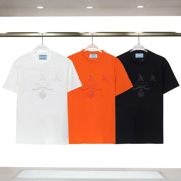 

2023 designer's new p home alphabet print short sleeve t-shirt men's and women's same style loose simple cotton short sleeve, White;black