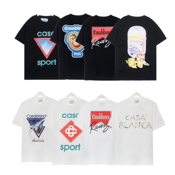 

mens designer t shirt casablanca tees letter rabbit print fashion womens print short sleeve round neck clothes plus tees  3xl asian size, Black;brown
