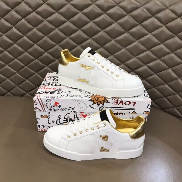 

designer shoes famous brand portofino sneakers & white black nappa leather calfskin skateboard walking man women comfort 01