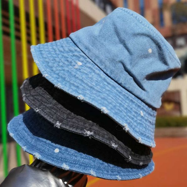 

wide brim hats new summer autumn washed denim sun hat women panama fashion tassel floppy cap ladies wide brim beach bucket hats female folda, Blue;gray