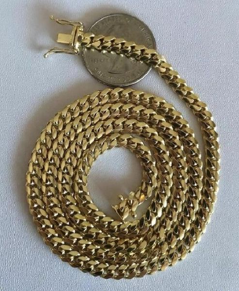 

men's solid chains 14k yellow gold plated miami cuban link chain 6mm necklace 24", Silver