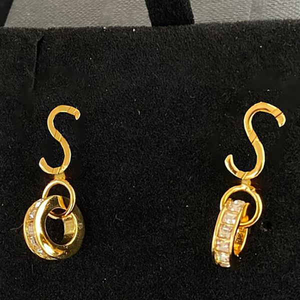 

vintage gold earrings luxury designer womens stud earring letters diamond jewelry valentine wedding gifts with box, Golden;silver