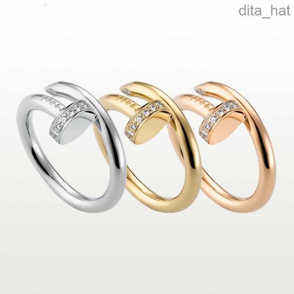 

Designer Nail Ring Luxury Jewelry Diamond Rings For Women Titanium Steel Alloy Gold-Plated 2023 Fashion Accessories Never Fade Not Allergic Christmas gift jewelry