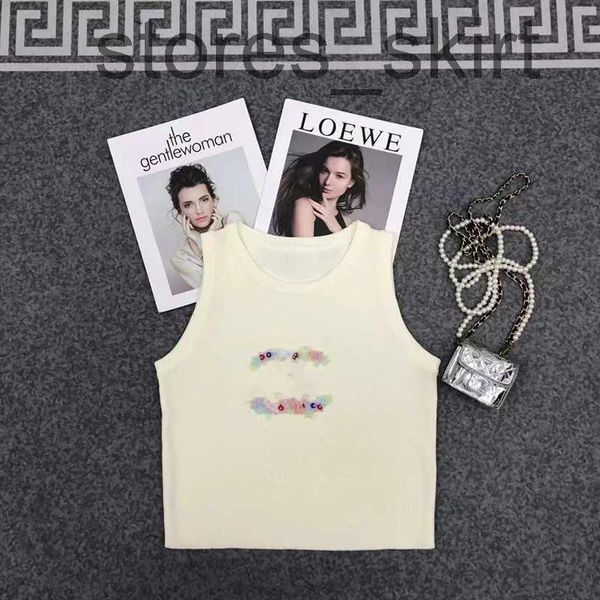 

women's tanks & camis designernew french fashion brand womens tank sleeveless woman sweater outdoor sports beads embroidery 2c letters, White